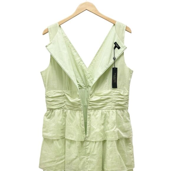NWT Talbots Sleeveless Dress Women's Size 14 Tiered Ruffled Cotton Celery Green - Picture 6 of 12